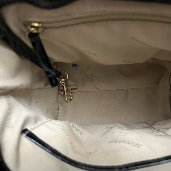 Brahmin Faith Black Veil Croc Embossed Melbourne Leather Satchel Bucket Bag - Picture 7 of 9